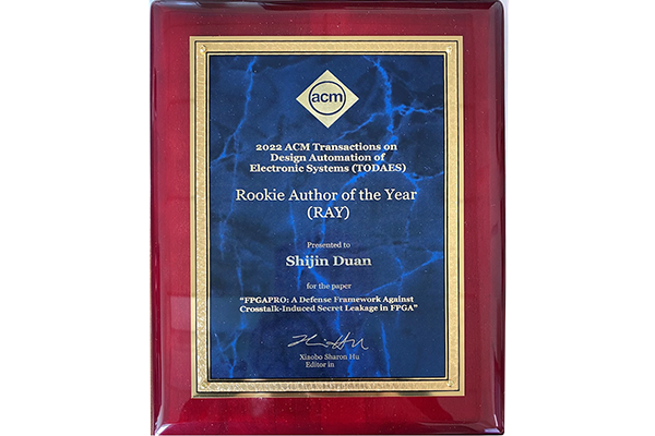 Rookie Author of the Year Plaque.